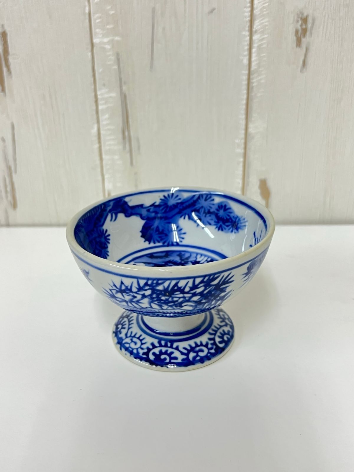 龍馬】陶器 青花 ミニ杯洗 6点セット 陶磁器 染付 丸型 盃