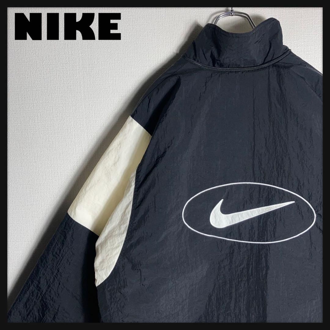 90s old Nike ブラック ナイロンジャケット ハーフジップ　刺繍ロゴ レア】 NIKE ナイキ ナイロン ハーフ ジップ 刺繍 90s - メルカリ