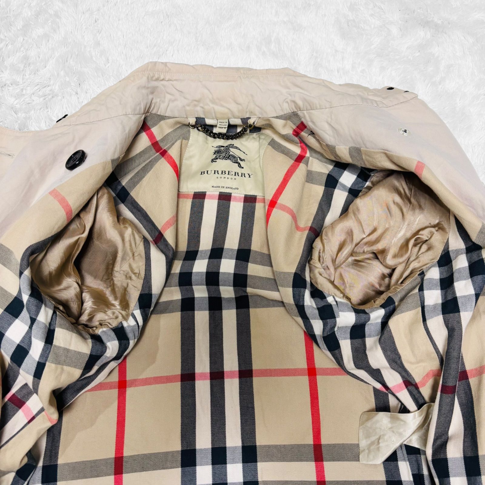 Burberry Brit トレンチコート メガチェック ベルト ベージュ 綿