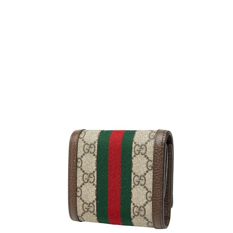 グッチ オフィディア GGスプリーム GGマーモント 三つ折り財布 コンパクトウォレット 598662 ベージュ マルチカラー PVC レザー レディース GUCCI 214-36567