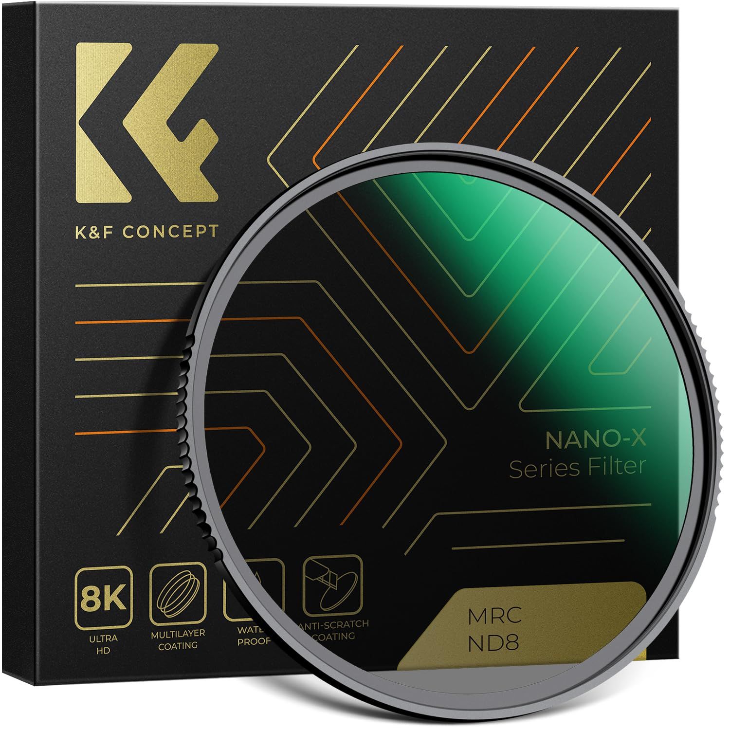 KF Concept 77mm NDフィルター ND8 光量調節用フィルター 光学ガラス 多層コーティング 薄枠 薄型 撥水撥油（NANO-Xシリーズ）メーカー直営店 K&F Concept 77mm NDフィルター ND8 光量調節用フィルター 光学ガラス
