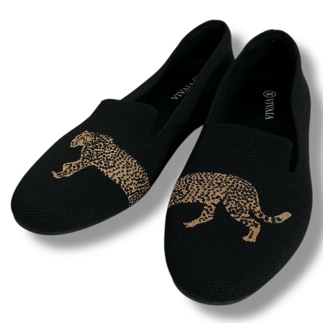 美品 VIVAIA ヴィヴァイア チーター刺繍フラットシューズ サイズEU39.5