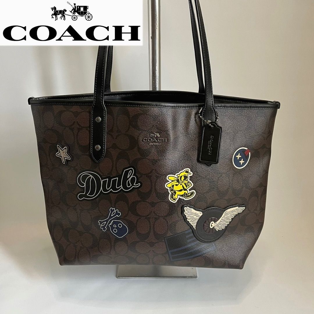 極美品】COACH コーチ トートバック シグネチャー ワッペン ブラウン ...