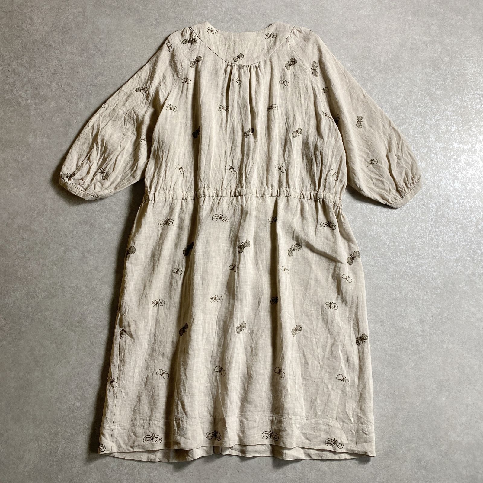 ☆ミナペルホネン/choucho ちょうちょ 刺繍デザイン リネン100