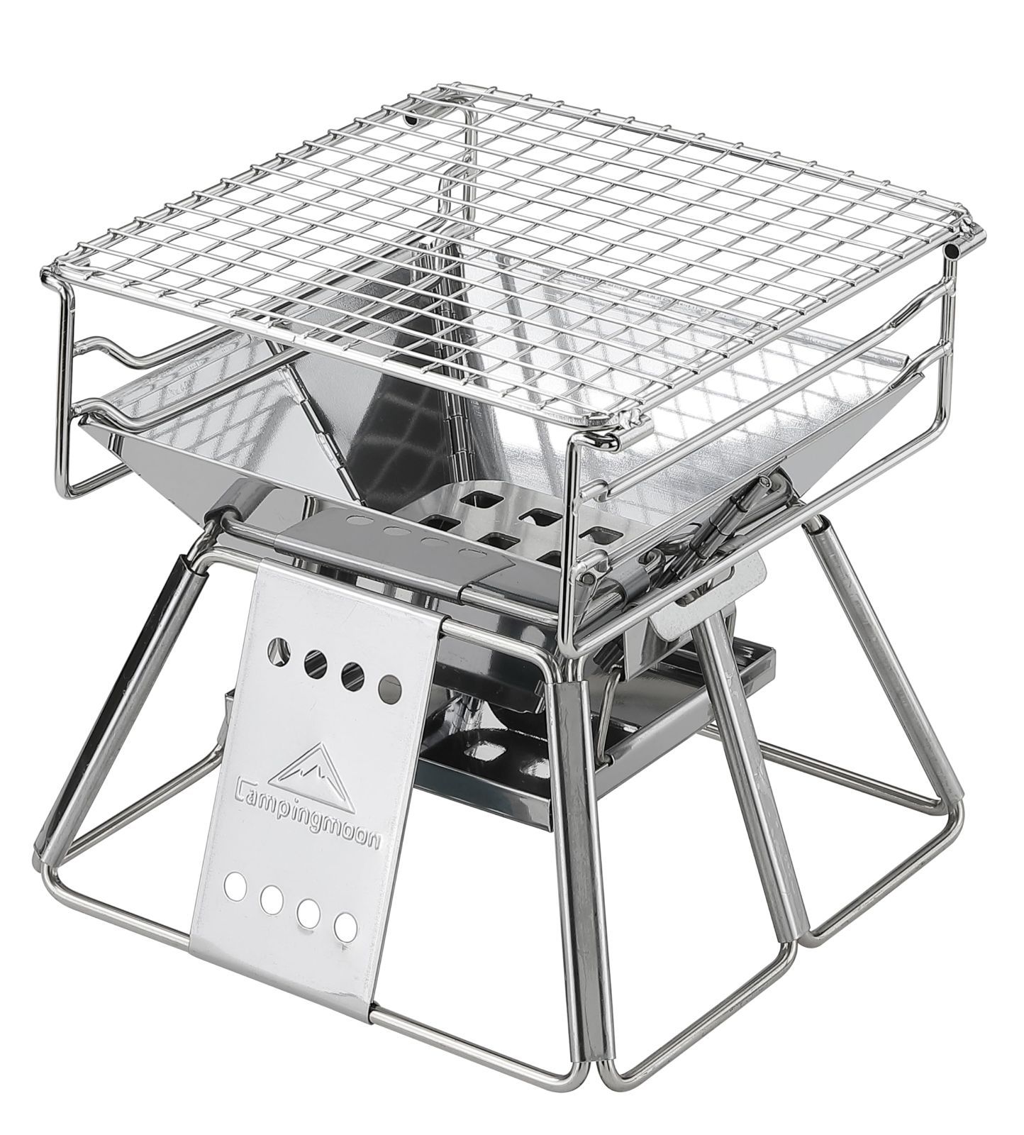2WAY グリル 帆布製ケース付き ステンレス製焚き火台 コンパクト
