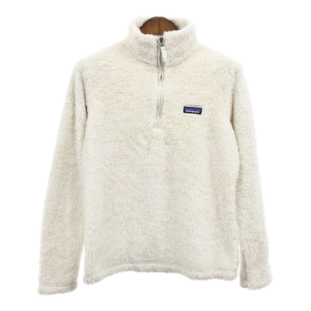 patagonia パタゴニア ハーフジップ フリースジャケット アウトドア ワンポイントロゴ アイボリー (レディース M) 中古 古着 Q8850