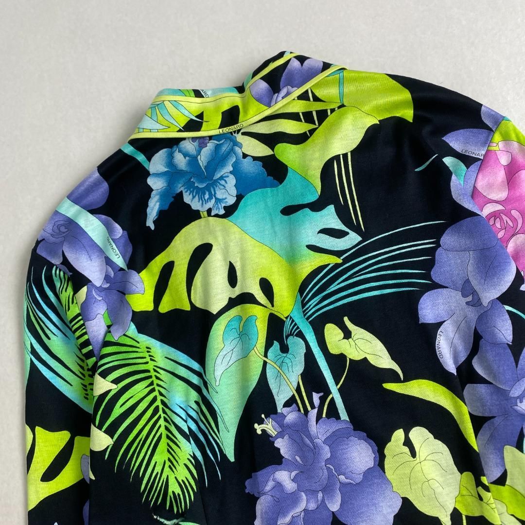 レオナール シャツジャケット 花柄 鮮やか ブラック LEONARD FASHION
