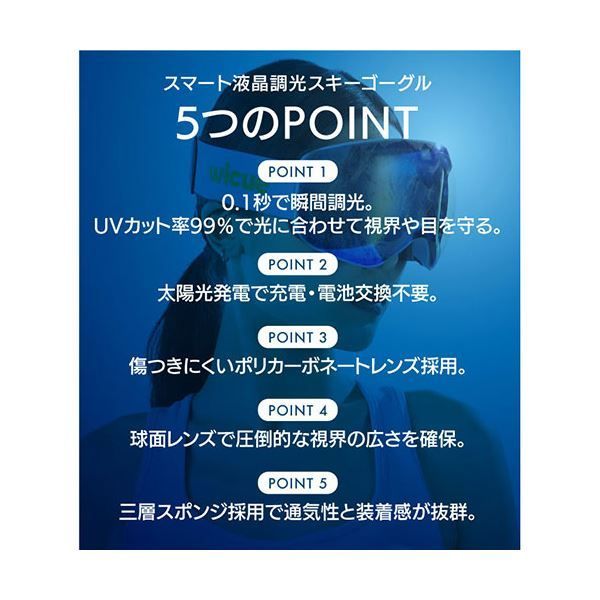 WiCUE 0.1秒瞬間調光スキーゴーグル