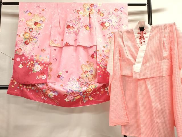 平和屋着物[]七五三 女の子 7歳 祝着 四つ身 長襦袢(半衿刺繍