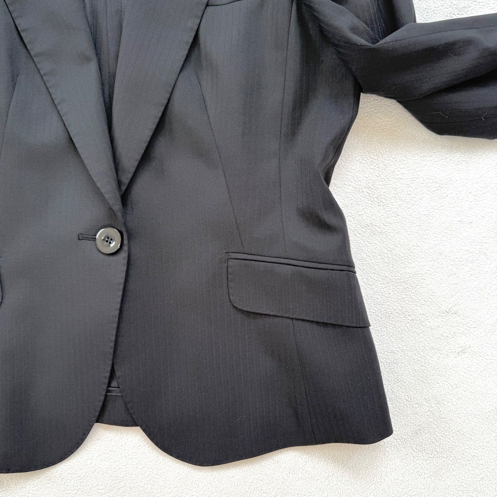 極美品・13号✨レミュー ストライプ スカート スーツ セットアップ