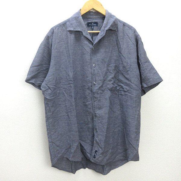 G□ゼニア/Ermenegildo zegna 半袖シャツ/コットン【L】紺/men's