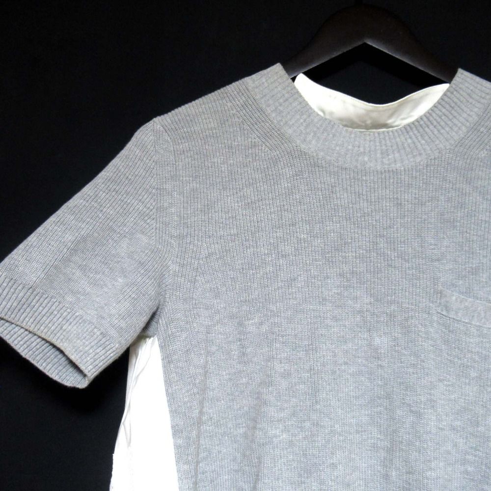 良品 sacai サカイ 半袖 ニット レース 異素材切替 バック