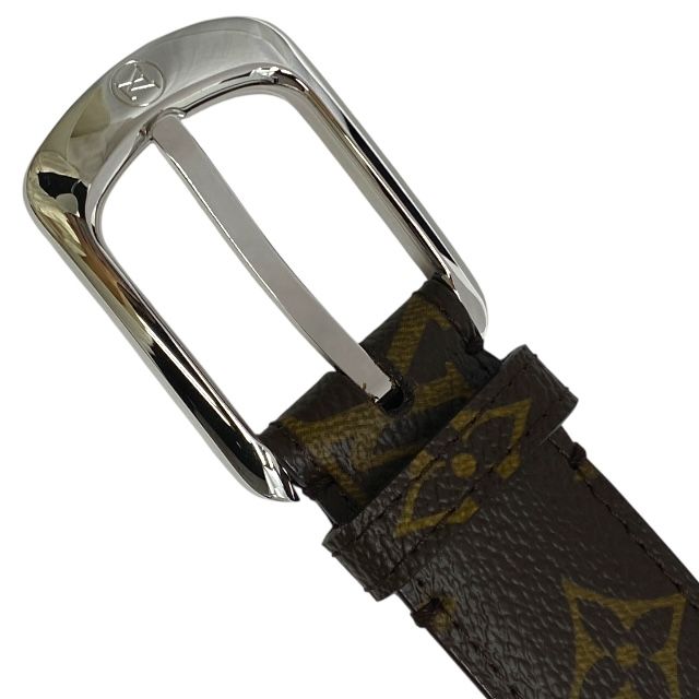 ルイヴィトン CT0076 モノグラム サンチュール エリプス ベルト シルバー レザー ブラウン サイズ 100 40 LOUIS VUITTON