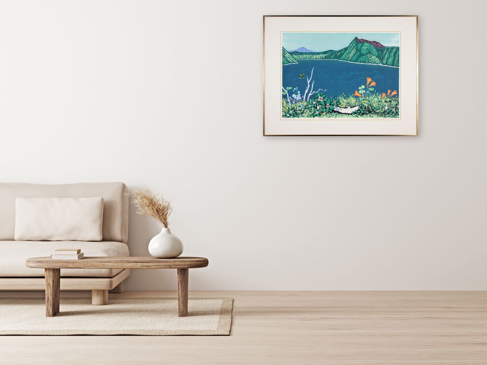 北岡文雄「摩周湖」 木版画 絵画 北岡文雄 『摩周湖』 木版画 - 北海道画廊