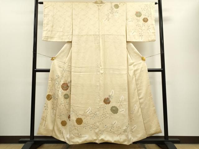 平和屋着物●上質な小紋　雪輪枝葉文　暈し染め　三越扱い　正絹　逸品　AAAY0020zg 平和屋着物○上質な小紋 雪輪枝葉文 暈し染め 三越扱い 正絹