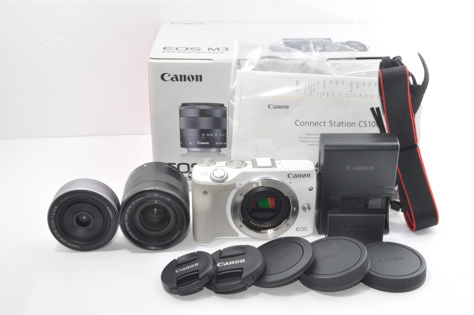 Canon キャノン EOS M3 ダブルレンズキット ホワイト EF-M18-55mm F3.5-5.6 IS STM EF-M22mm F2 STM