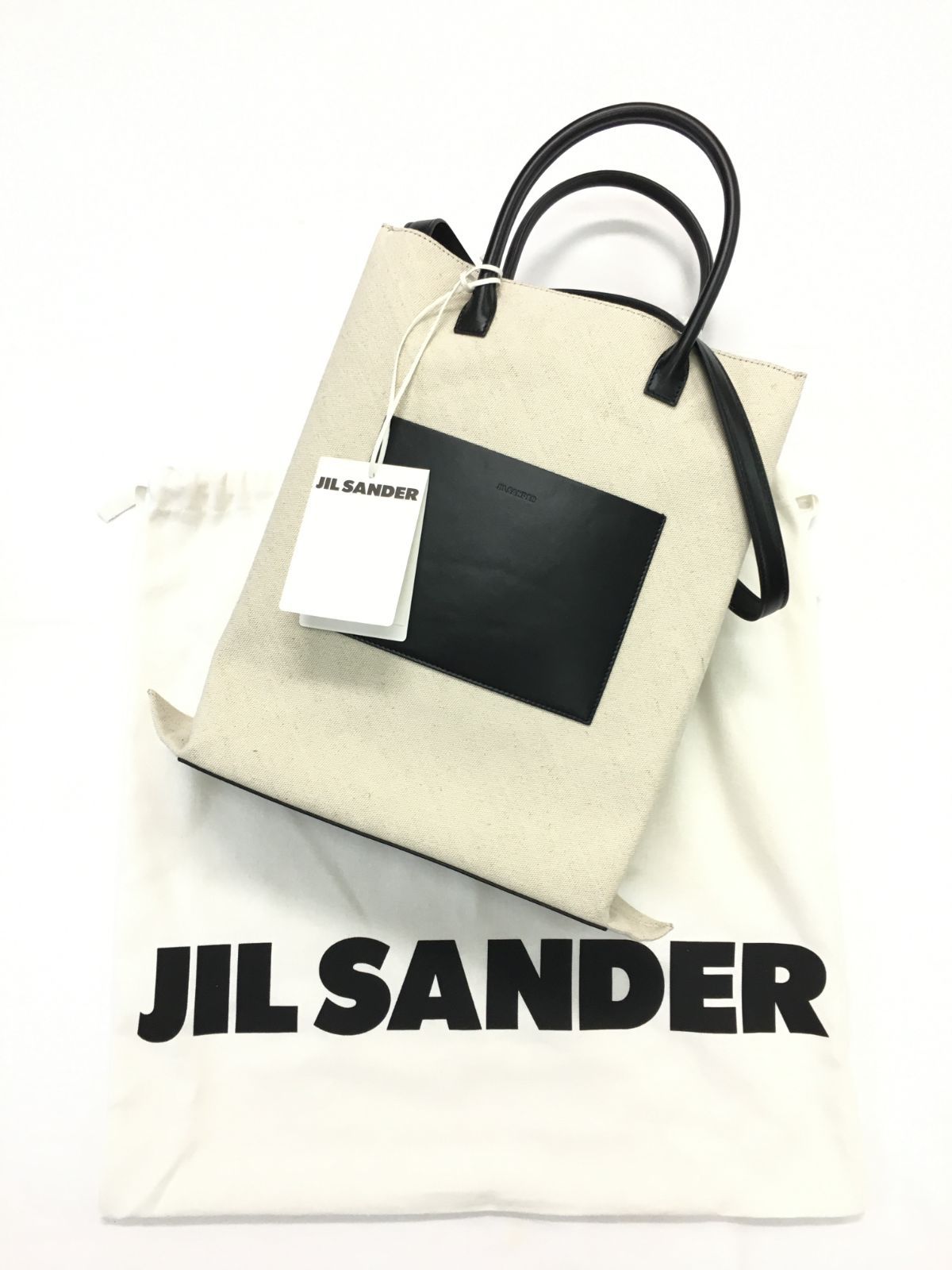 新品 JIL SANDER ロゴトート バッグ スモール キャンバス レザー