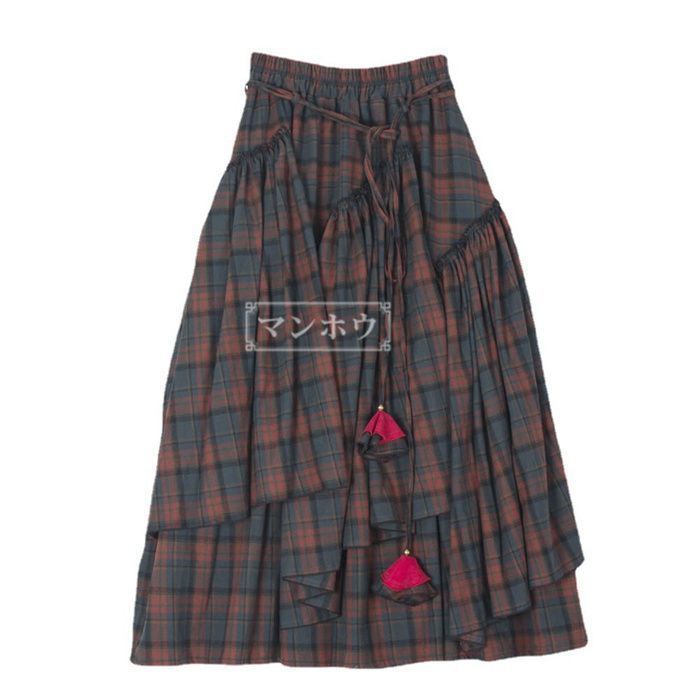 スカート チェック柄 ロングスカート レディース マキシ マキシスカート 秋冬 ドッキング Aラインスカート Aライン フ フ スカート ボトムス ロング 大きいサイズ dushen01 SIROKUMA-CORPORATION_COM