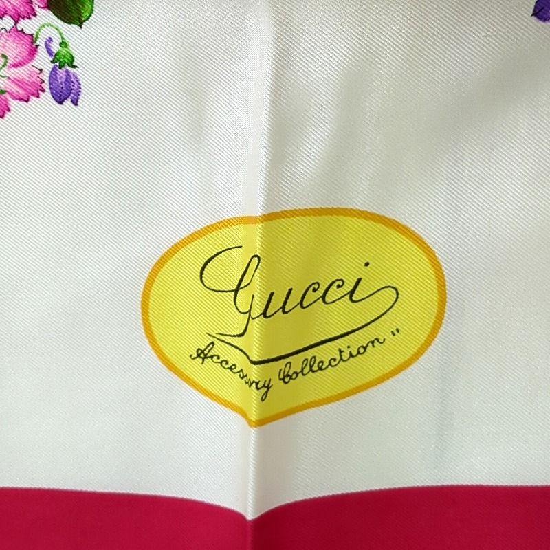 GUCCI グッチ 100% シルクスカーフ 花柄 イタリア製 - メルカリ