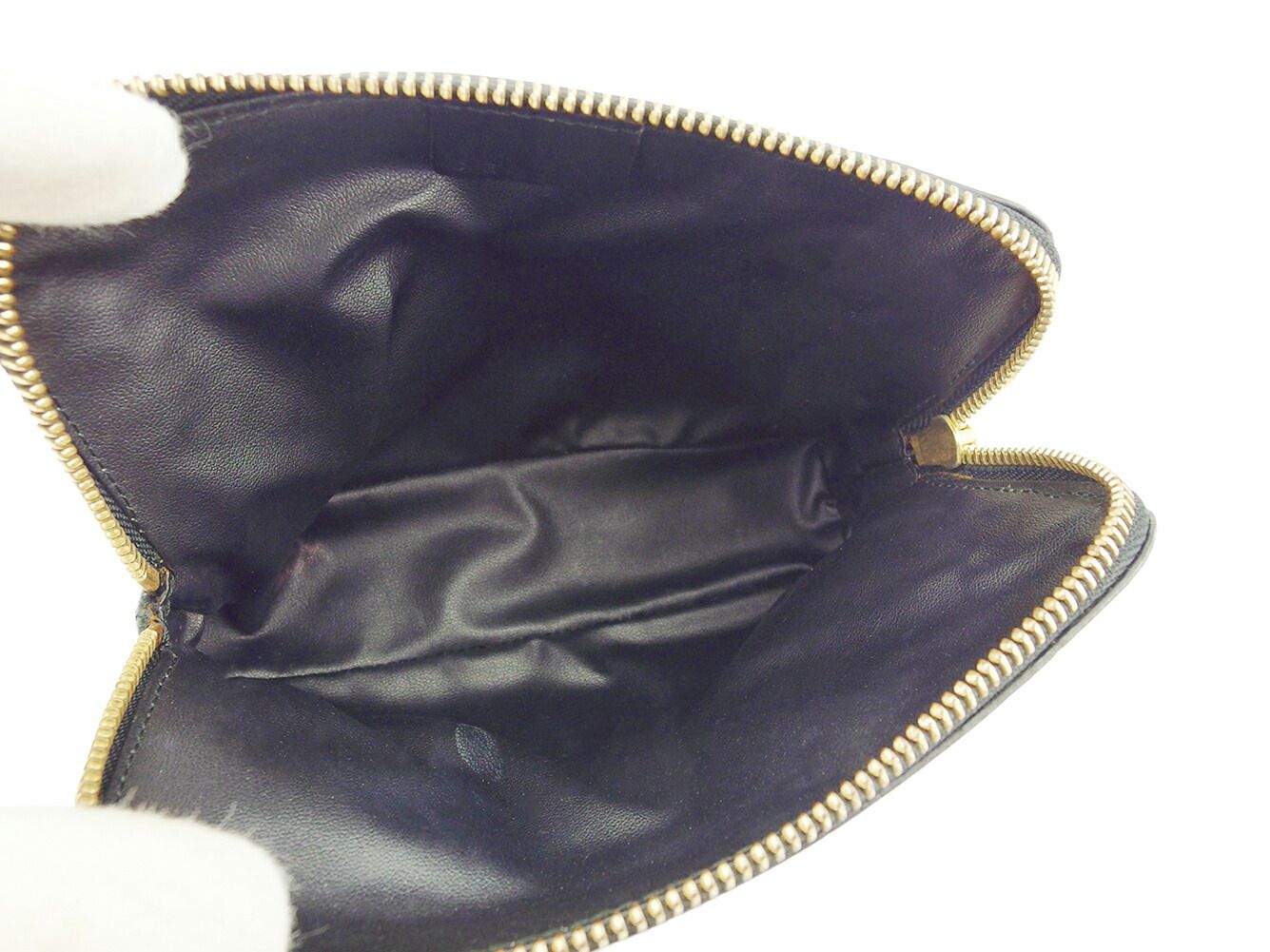 セリーヌ CELINE ポーチ ロゴ柄 ブラック ゴールド レディース