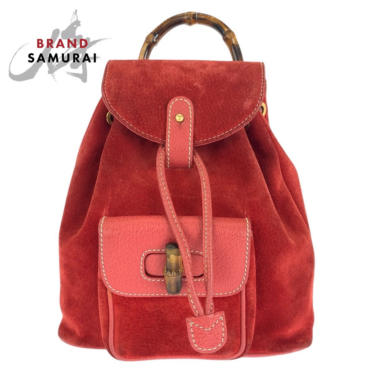 GUCCI グッチ バンブー レッド ゴールド金具 スウェード/レザー 003 