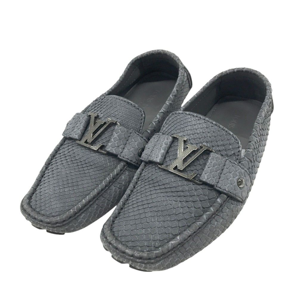 LOUIS VUITTON ルイ ヴィトン  モンテカルロ ドライビングシューズ パイソン柄 グレー系 7 メンズ [240101335887]