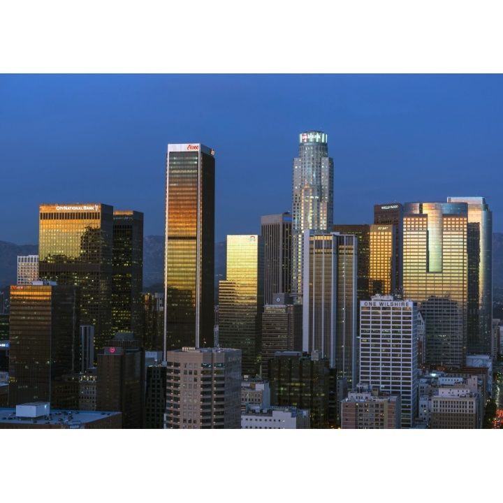 絵画風 壁紙ポスター (はがせるシール式) ロサンゼルス 夜景 カリフォルニア キャラクロ LOS-002A1 (A1版 830mm×585mm) ＜日本製＞ ウォールステッカー お風呂ポスター