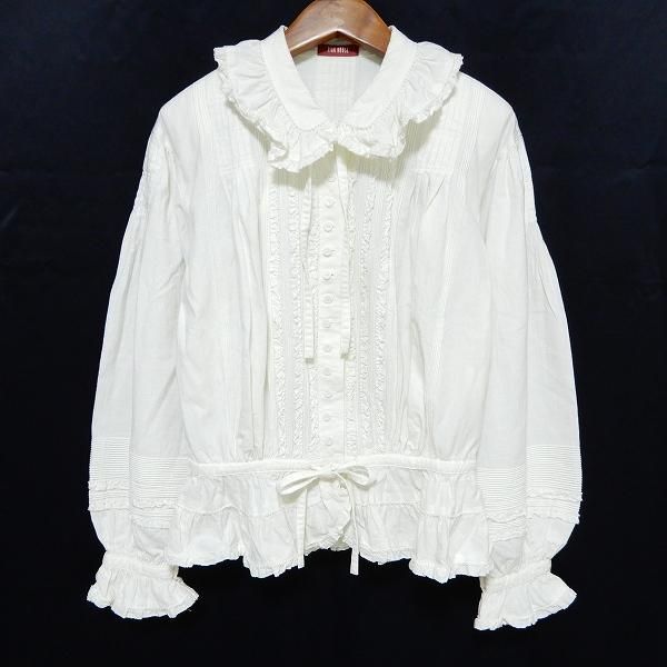 axc ピンクハウス PINKHOUSE シャツ ブラウス ピコフリル リボン
