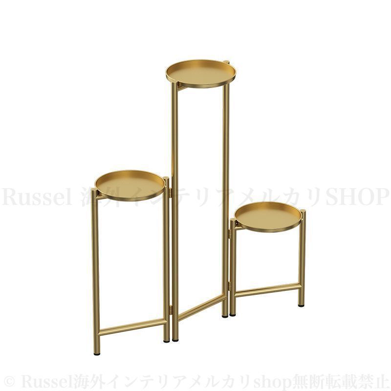 北欧風の折りたたみ式植木鉢ラック おしゃれ かわいい 園芸ラック 花台 プランタースタンド フラワースタンド 観葉植物 錬鉄製 モダン