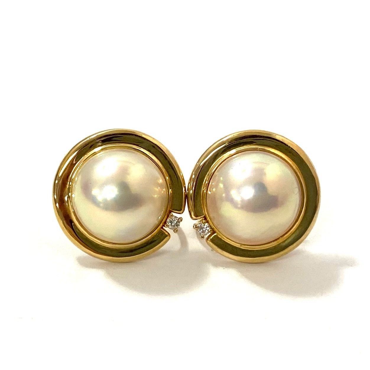 美麗 TASAKI K18YG マベパール ピアス k18YG AU750 18金 マベパール ピアス 1ペア 11ミリ ピアス