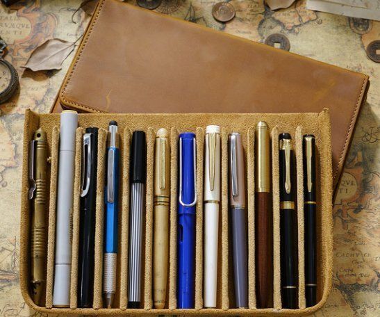 クレイジーホース革ペンケース12本入りハンドメイド引き出し式学生ペンケース収納ケースです