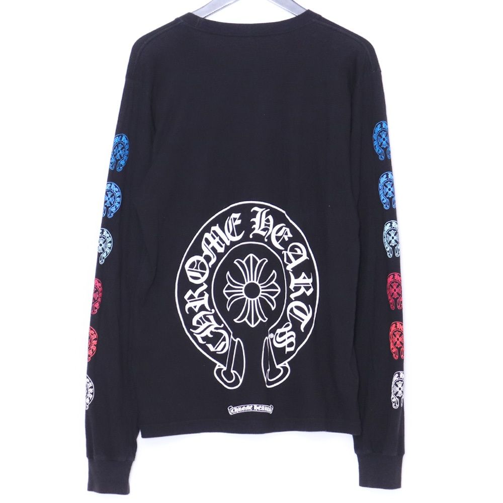 クロムハーツ ロンT マルチカラースリーブ ロゴ ホースシュー M 黒 CHROME HEARTS マルチカラーホースシューロングスリーブTシャツ