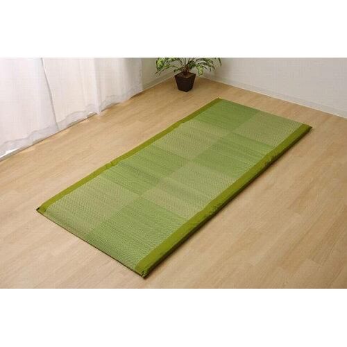 イケヒコ い草 い草マット 国産 ごろ寝マット フリーマット ノア Sらくらく グリーン シングル 約 中 固わた40 mm