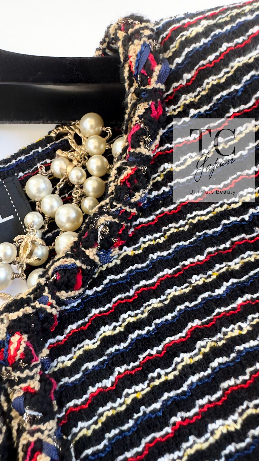 シャネル ジャケット CHANEL ブラック マルチカラー ストライプ