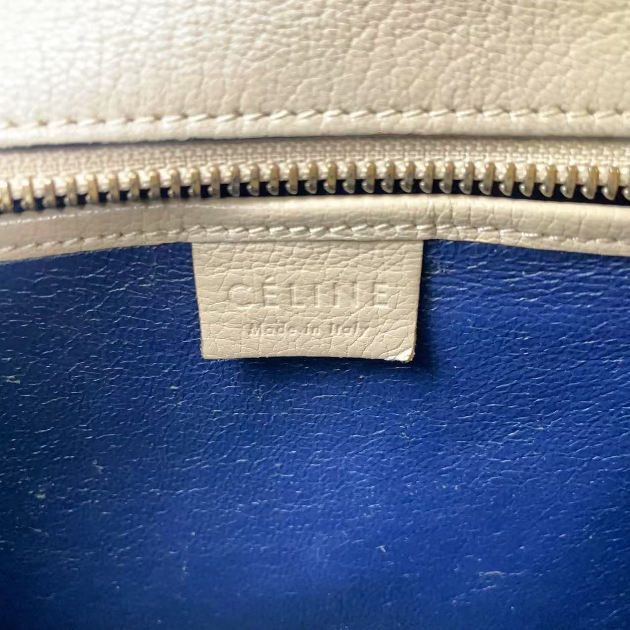 CELINE ラゲージマイクロショッパー レザー ネイビー×ベージュ