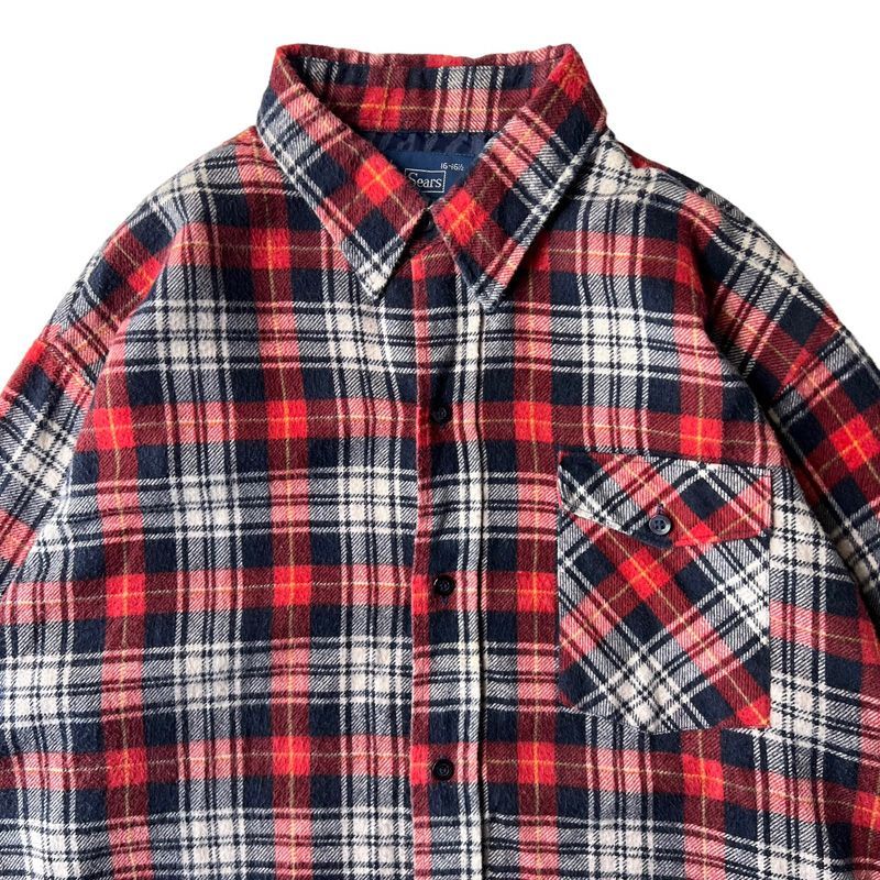 80s Sears オンブレチェックシャツ プリントネル ハイチ製 プリネル