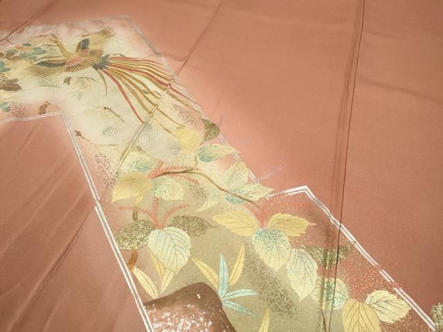 平和屋着物○訪問着 鳳凰草花文 暈し染め 金銀彩 正絹 逸品