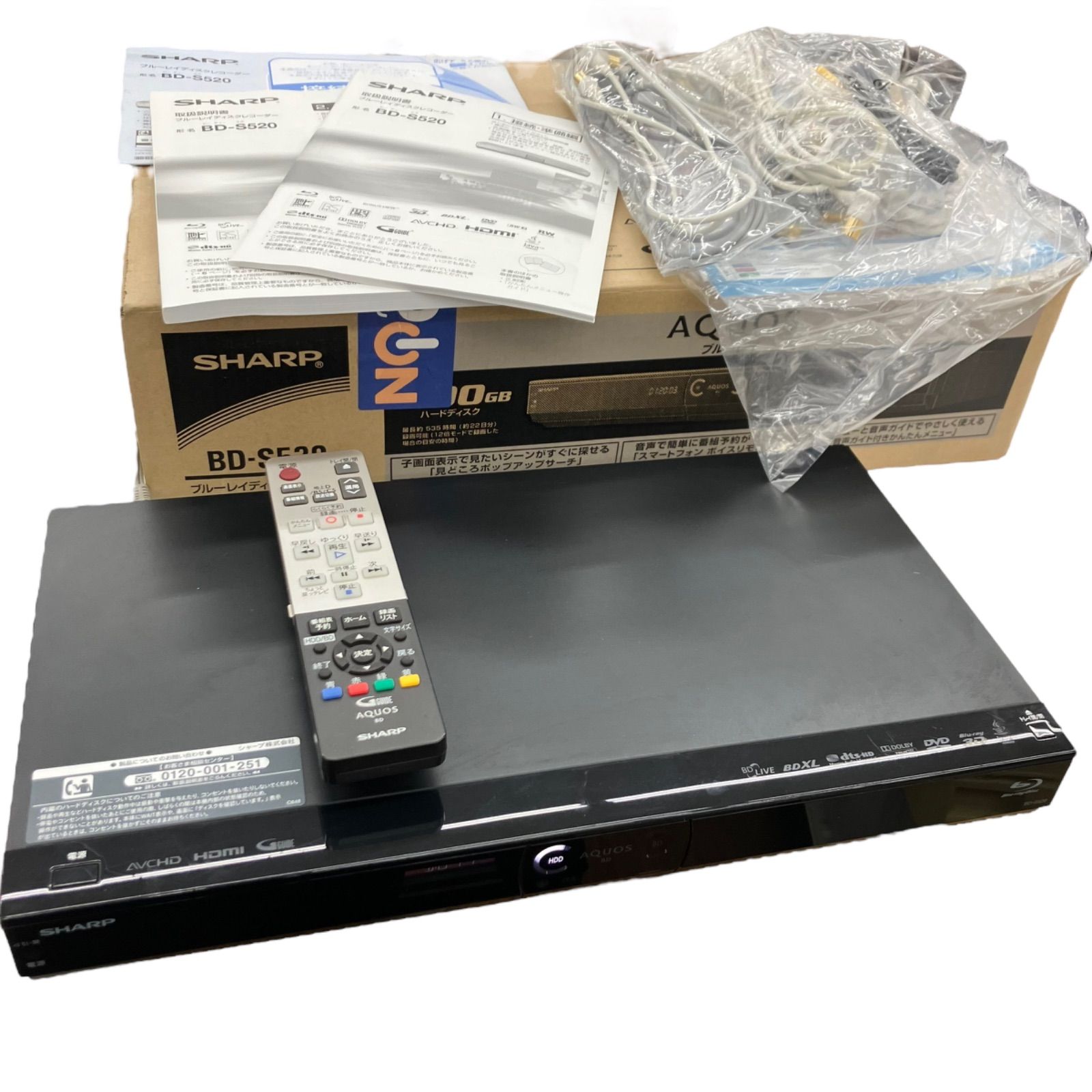 186001 現状品 シャープ 500GB ブルーレイレコーダー AQUOS BD-S520