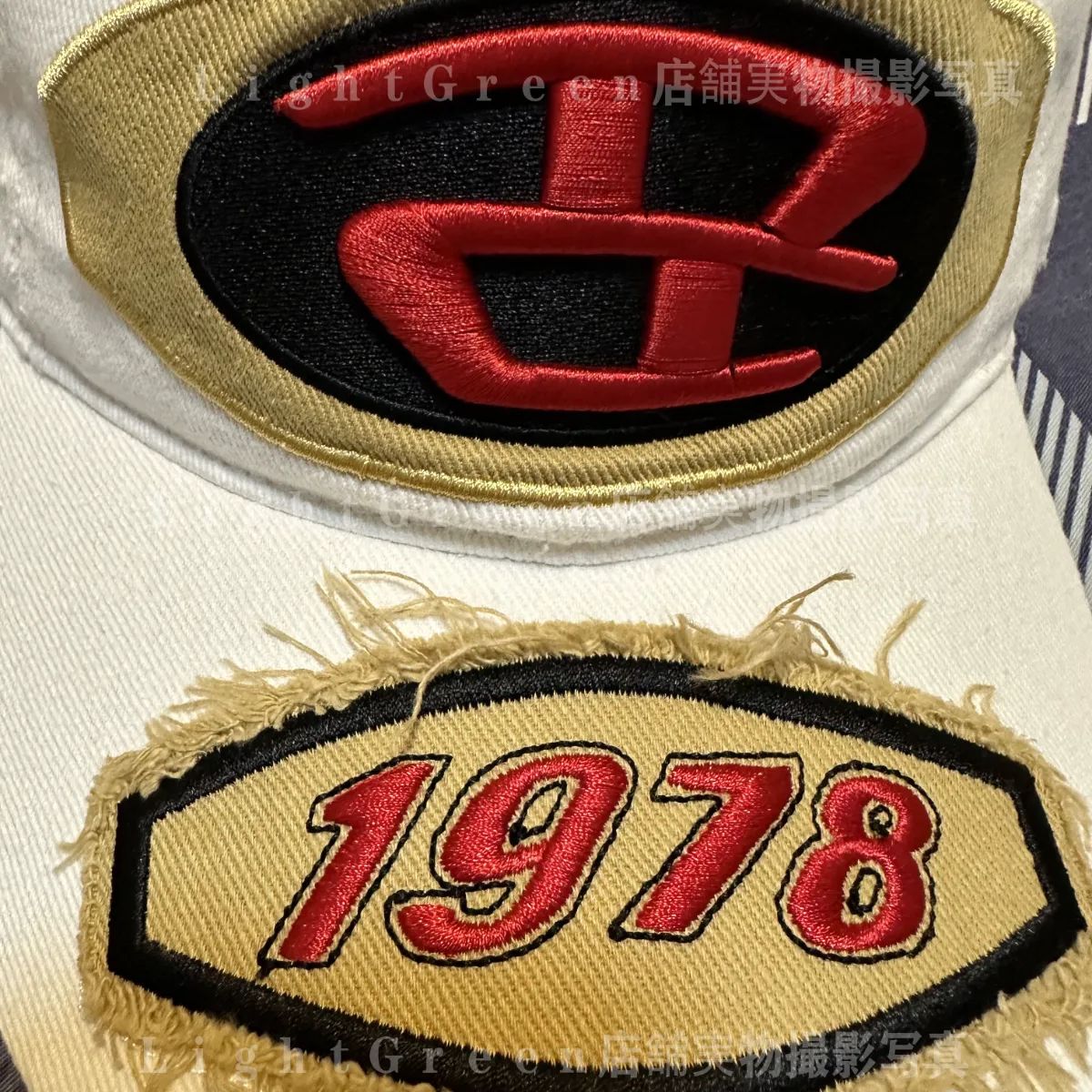 DIESELホワイト1978 フリンジ刺繍ベースボールキャップ DIESEL