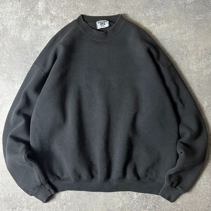 90s USA製 Lee 無地 スウェット トレーナー XL / 90年代 リー アメリカ製 オールド ブラック 墨黒 裏起毛 スエット