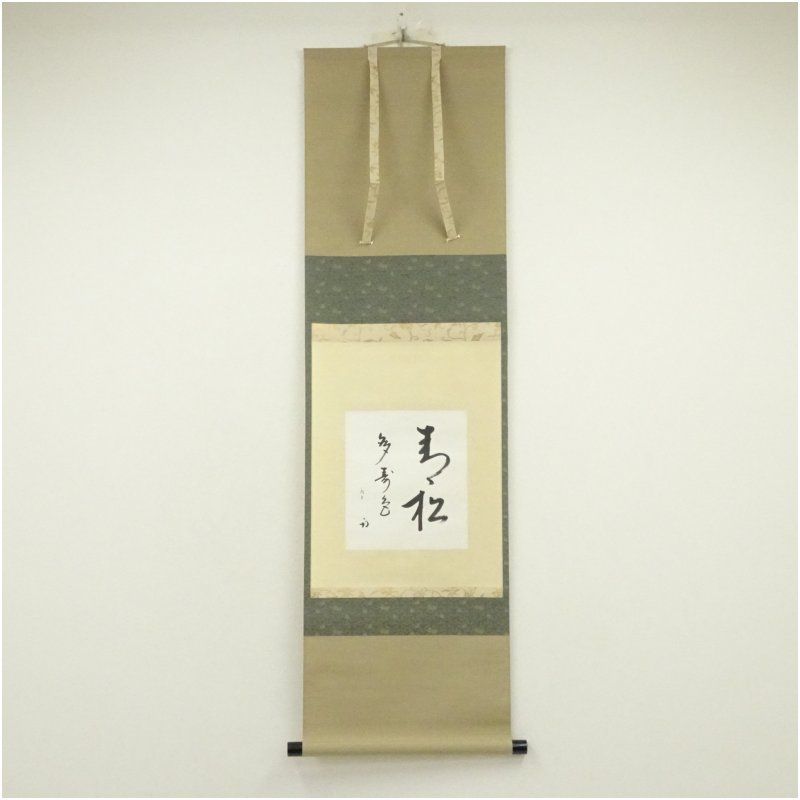 久田家十二代 尋牛斎 宗也 筆 青松多寿色 一行書 肉筆色紙掛軸 保護箱 掛け軸 床の間 書 おしゃれ 絵画 表具 芸術 茶道 年中掛け インテリア 茶掛 掛物 和室 1月 3月 春冬