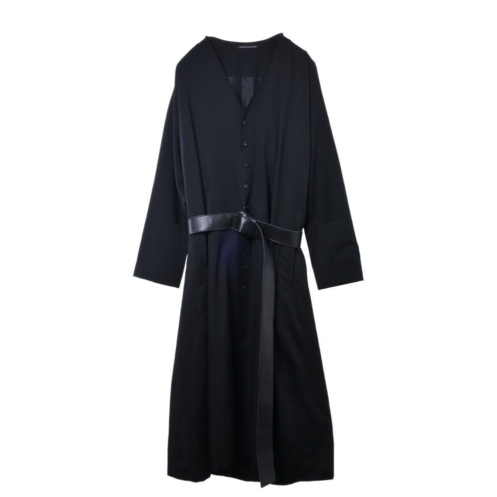 Yohji Yamamoto ウールギャバ ベルト付き ノーカラーコート