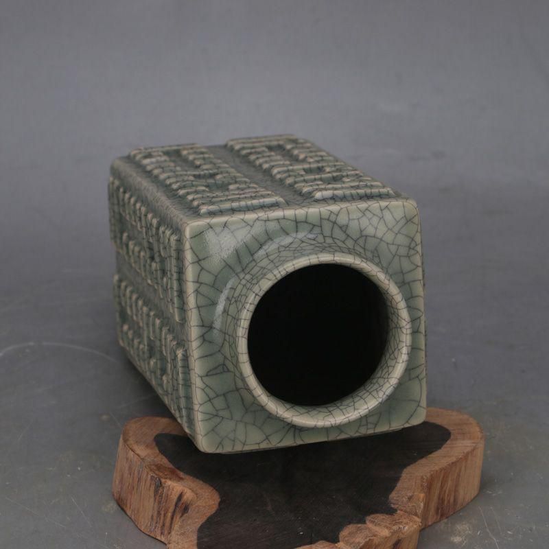 宋汝窯清涼寺青釉八卦紋支釘琮式瓶 景徳鎮 陶磁器 装飾品 現代工芸品美術品 置物 宋汝窯清涼寺青釉八卦紋支釘琮式瓶 景徳鎮 陶磁器 装飾品 現代