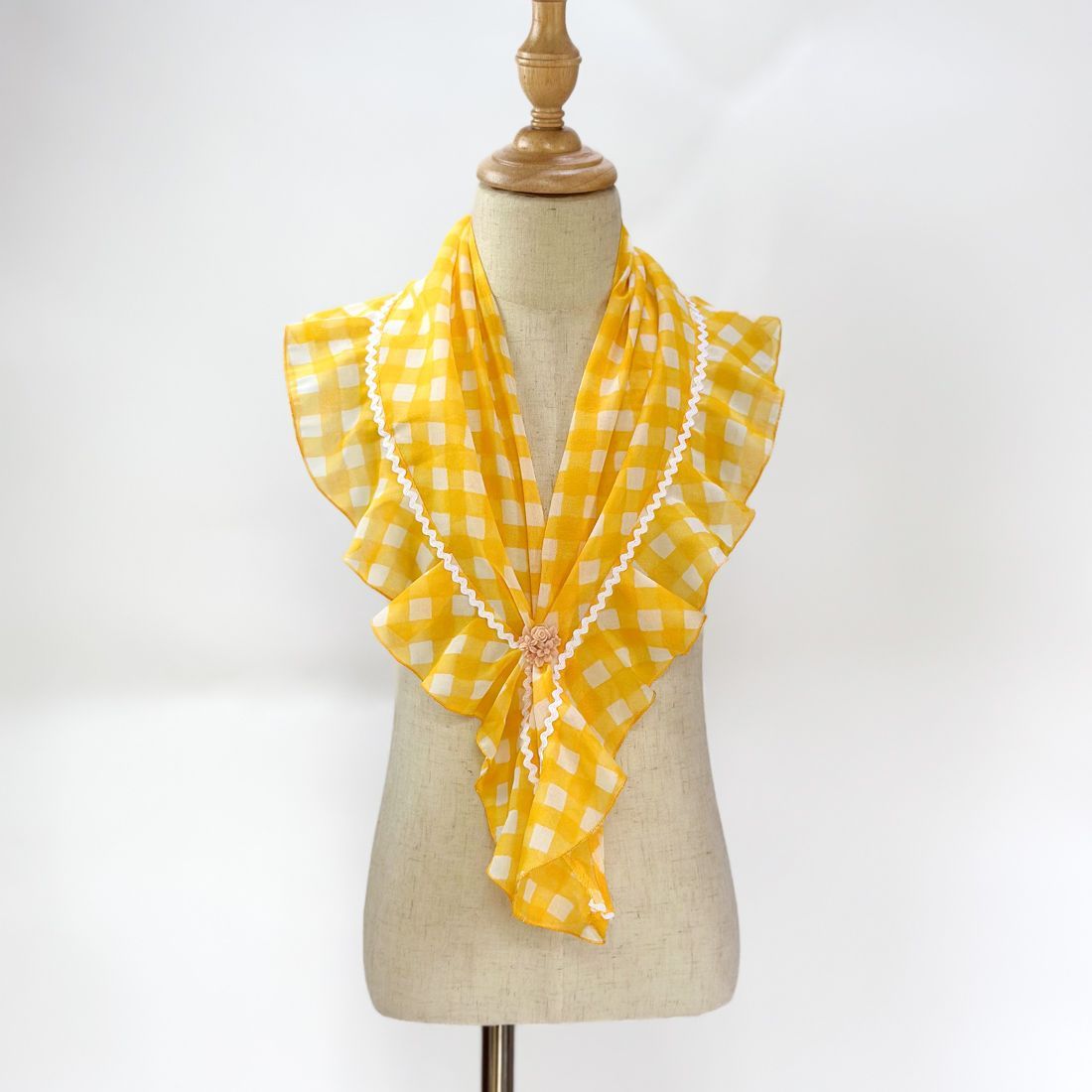 キッズ・黄色×白ギンガムチェックフリルピキージョ(ce-88)／フラメンコ