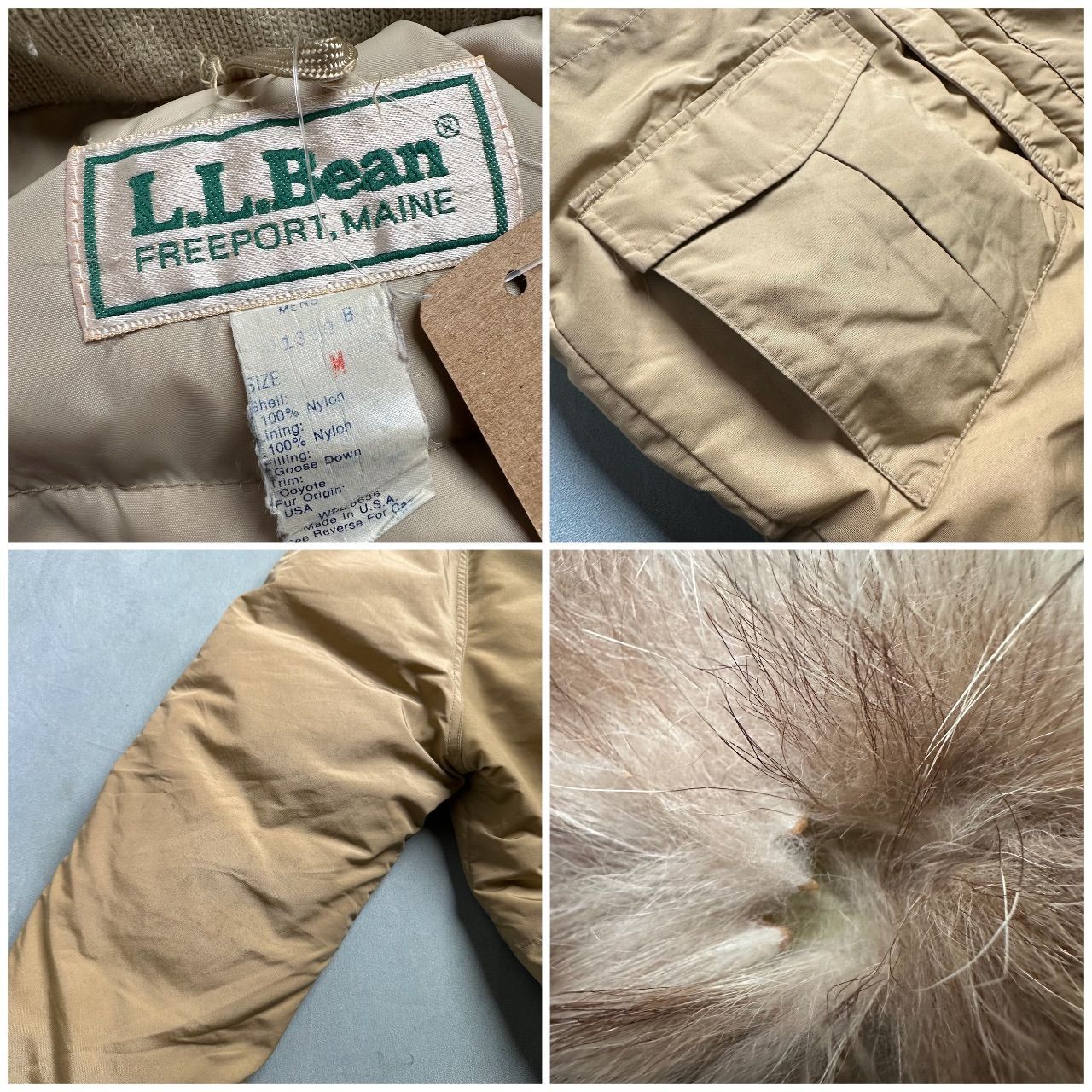 80s USA L.L.Bean グースダウン ジャケット ファーフード エルエル 
