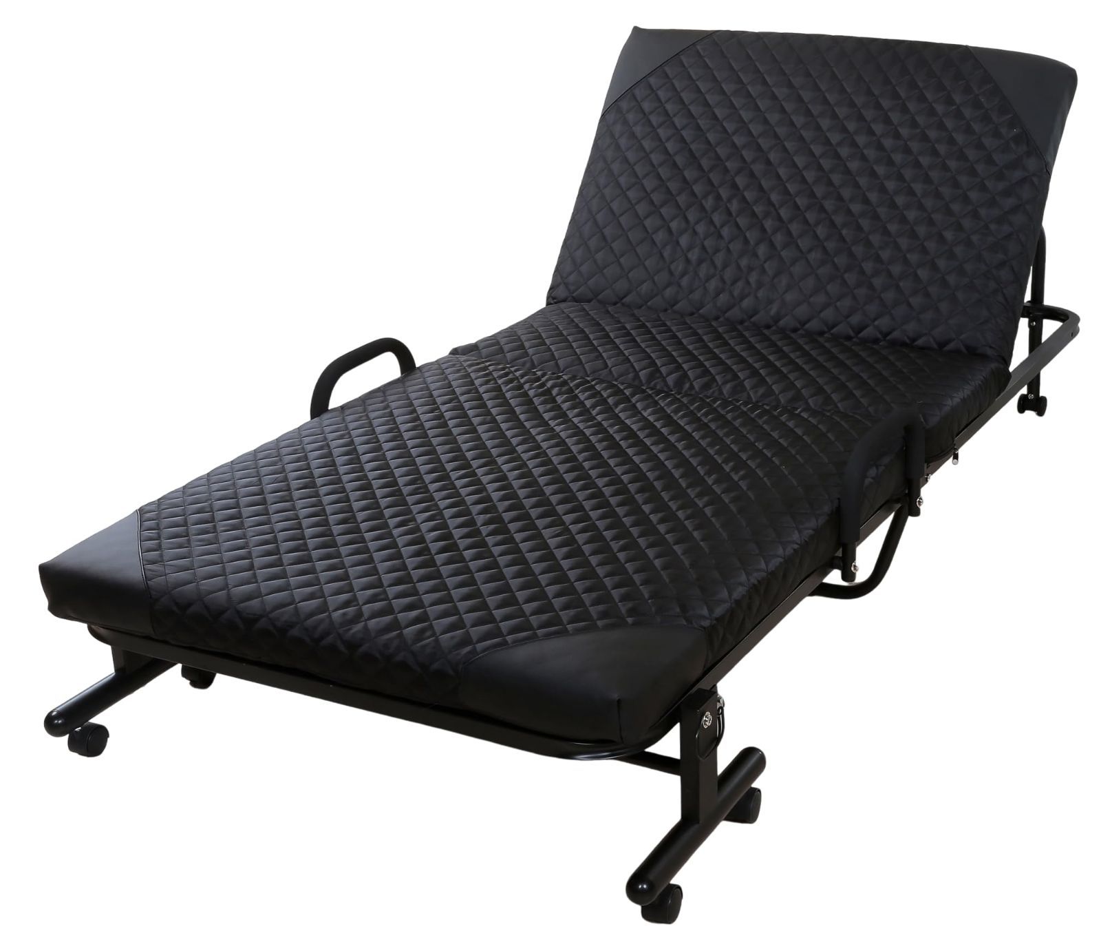 数量 14段階リクライニング折りたたみベッド ブラック ビータ Vita サイズ 91.5×199.5×40.5cm シングル コンパクト 簡単組立 キャスター付 ストッパー付 介護 跳ね上がり防止 指はさみ防止 耐荷重 約90kg