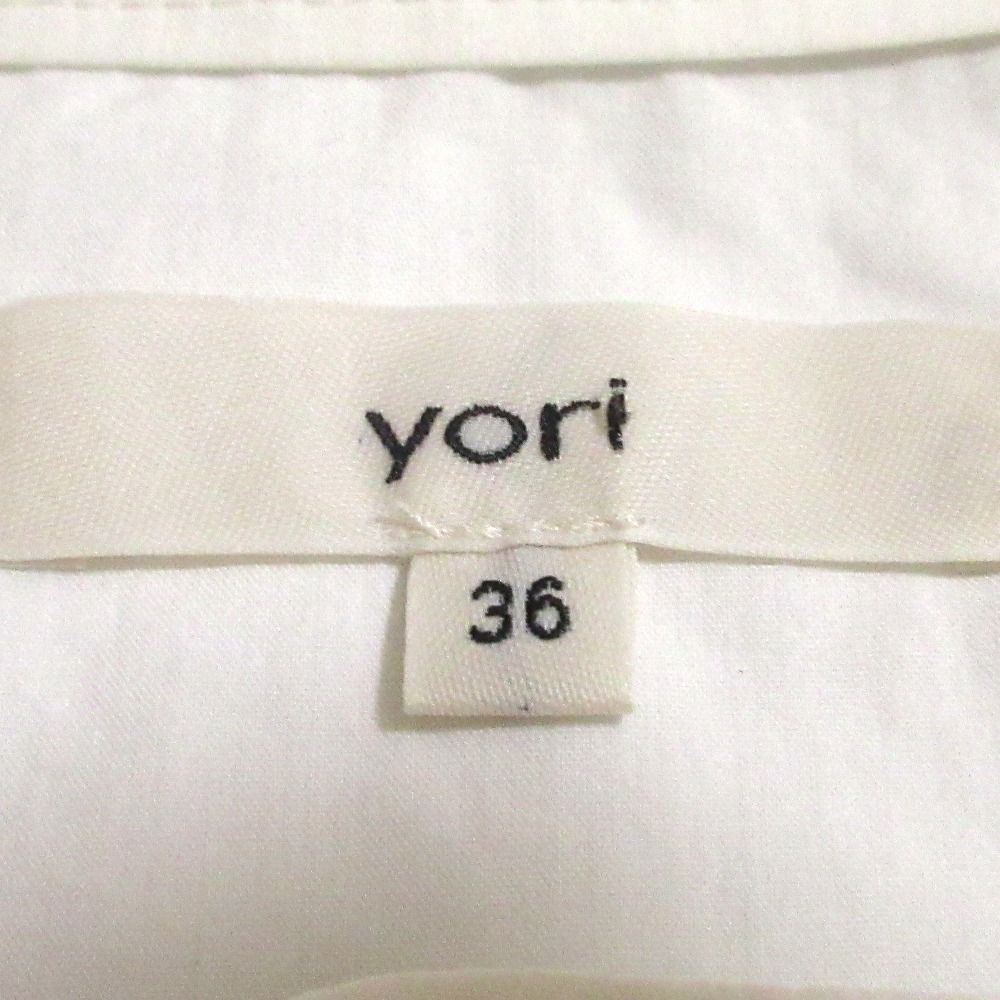 美品⭐︎yoriヨリ リボンタイブラウス ホワイト シャツ タックスリーブ 36 美品⭐︎yoriヨリ リボンタイブラウス ホワイト シャツ タック