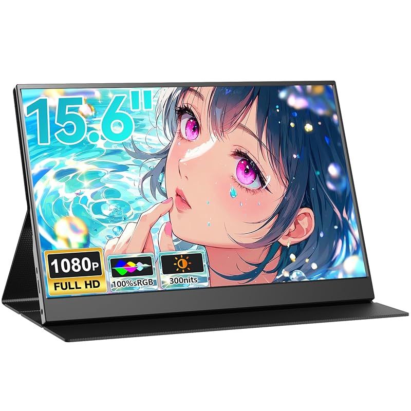 LivElect モバイルモニター 15.6インチ 1920 1080 モバイルディスプレイ ポータブルモニター IPS液晶パネル 非光沢画面 薄型 軽量 マグネット保護カバー付き USB Type-C ミニHDMI PS 4 XBOX Switch