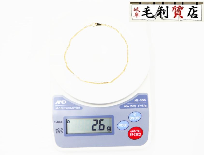K18 キヘイ 喜平 デザイン アンクレット 2面 2.6ｇ ２メン 18金 イエローゴールド 750 YG ジュエリー