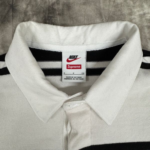 Nike Supreme ラガーシャツ Mサイズ 白黒ストライプ Supreme×NIKE/シュプリーム×ナイキ Stripe Rugby/ストライプ